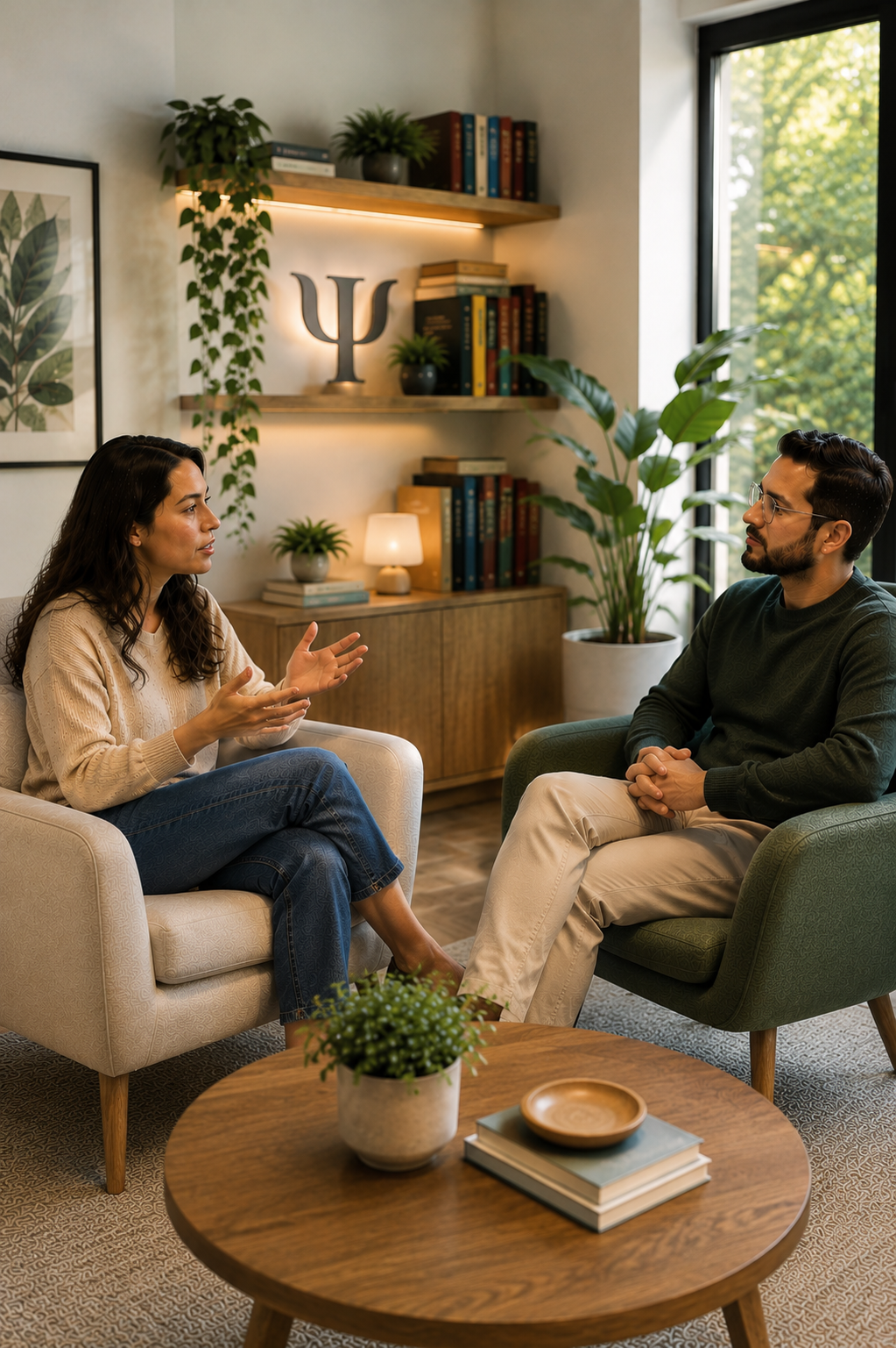 Ambiente acolhedor de atendimento psicológico